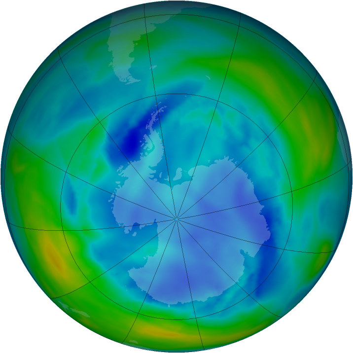 Antarctic ozone map for 14 August 2006